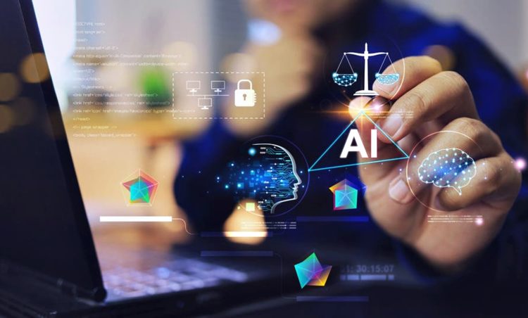 human person people cheerful touch screen AI