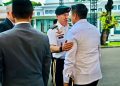 Sekretaris Kabinet Letkol Teddy Indra Wijaya bertemu Komandan Komando Operasi Khusus Amerika Serikat Jenderal Bryan Fenton di Istana Merdeka, Jakarta