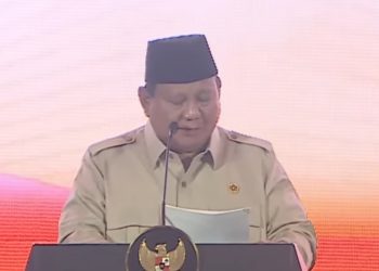Presiden Prabowo Subianto menyampaikan pidato di hadapan peserta Munas VI PKS, Jakarta, Senin (29/9/2025). (Foto tangkap layar YouTube @pkstv)