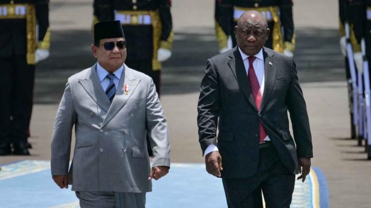 Presiden Prabowo Subianto dan Presiden Afrika Selatan Cyril Ramaphosa sepakat memperkuat kemitraan strategis Indonesia–Afrika Selatan.(Foto:Setpres)