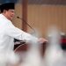 Ketua Dewan Pembina Partai Gerindra, Prabowo Subianto, memberikan taklimat kepada seluruh kader Gerindra di Padepokan Garudayaksa, Hambalang, Jawa Barat
