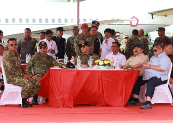 Menhan Sjafrie meninjau latihan pertahanan TNI di Morowali, termasuk simulasi Force Down dan operasi maritim. (Foto:Doc.Kemenhan)